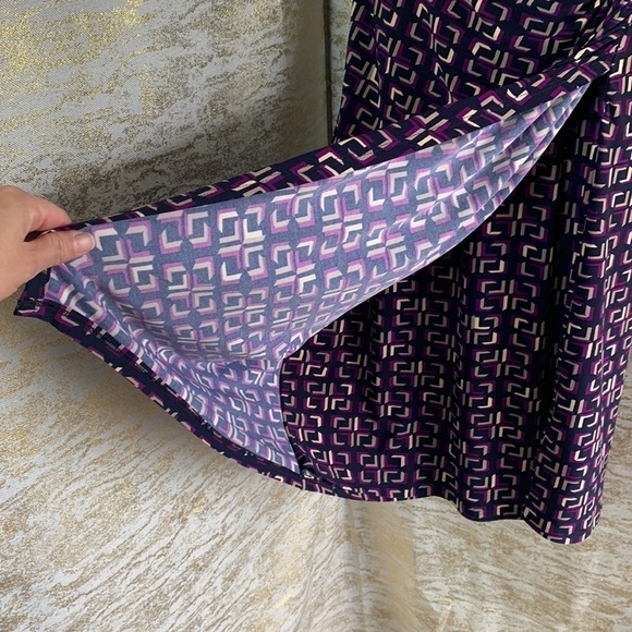 Ralph Lauren Purple Geometric Print Jersey Sheath Faux Wrap Dress Size 4 - Picture 6 of 13
